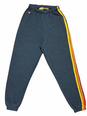 Aviator Nation 5 Stripe Sweatpants Size XS Charcoal Gray Rainbow Casual